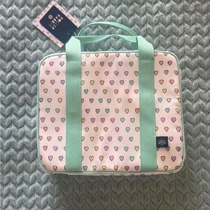 Roller Rabbit Pastel Heart Print Cosmetic Case with Mint Handles